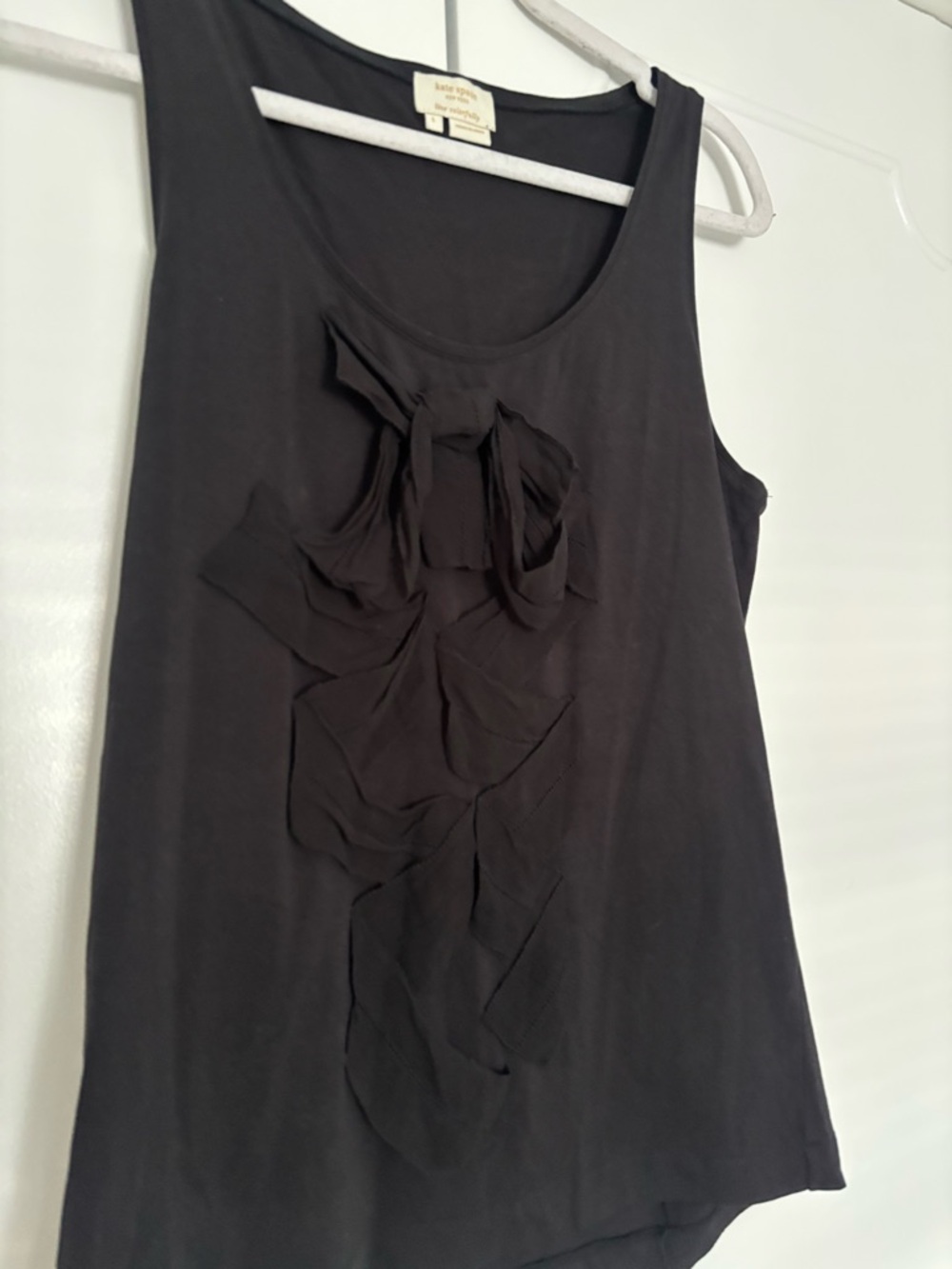 kate spade Black Bow Ruffle-Front Sleeveless Tank